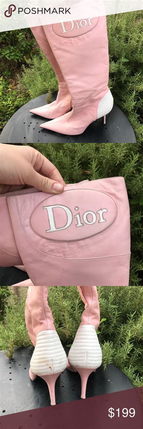 dior boots pink|Dior high heel boots.